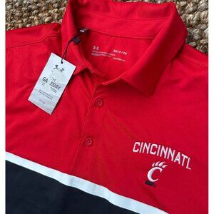 Cincinnati Bearcats Polo Shirt Mens S Red Under Armour Title Performance NCAA